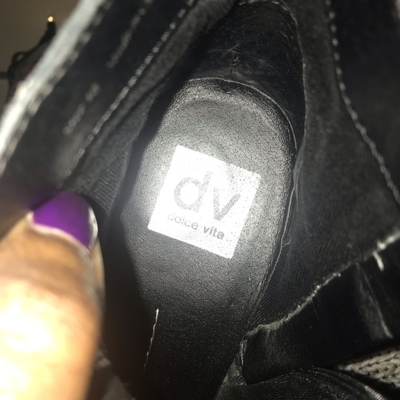 Black Ankle Boots Low Heels with Silver Buckles - Picture 4 of 6